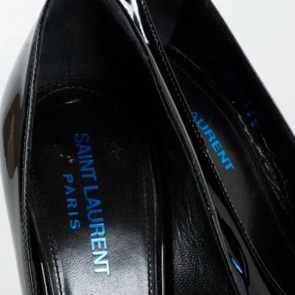 Saint Laurent Black Patent Opyum 110 Electric Blue Pumps - Picture 9 of 11